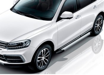 Пороги алюминиевые Slitkoff Zotye Coupa  B11F (2019-2021) (Optima Silver)