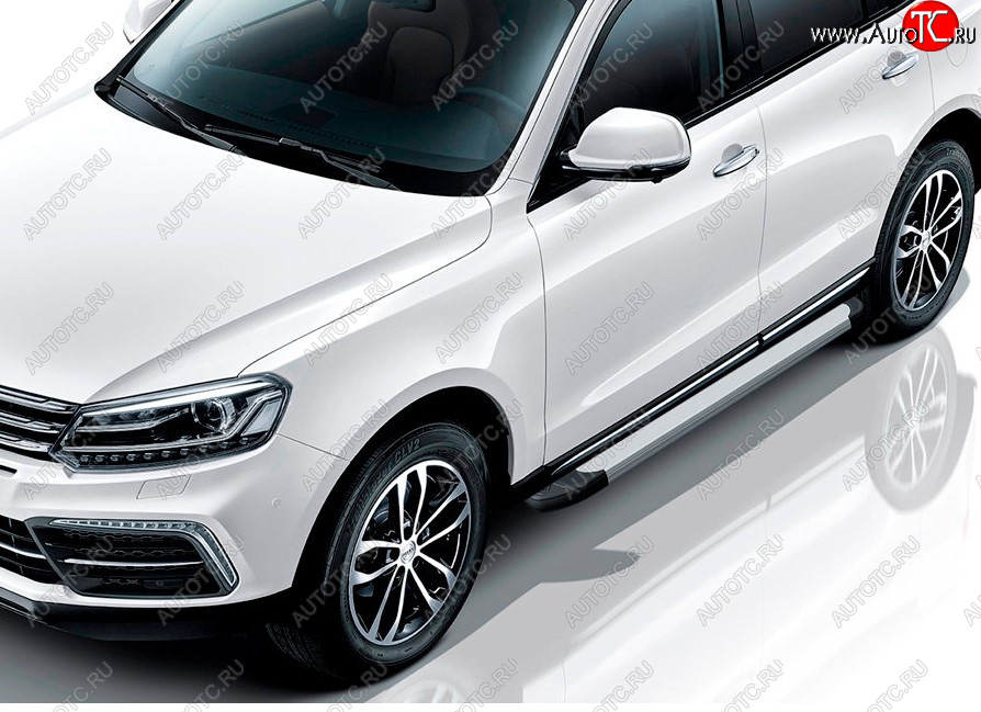 13 349 р. Пороги алюминиевые Slitkoff  Zotye Coupa  B11F (2019-2021) (Optima Silver)  с доставкой в г. Майкоп