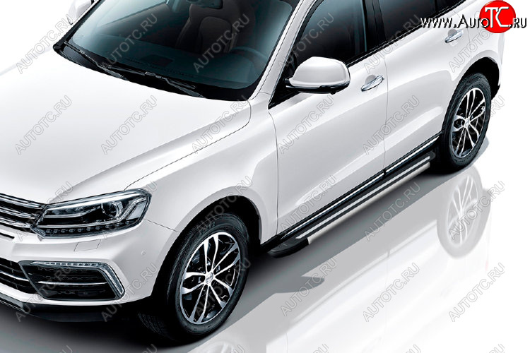 11 299 р. Пороги алюминиевые Slitkoff  Zotye Coupa  B11F (2019-2021) (Luxe Black)  с доставкой в г. Майкоп