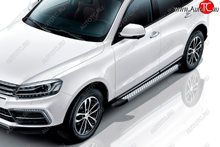 17 399 р. Пороги алюминиевые Slitkoff  Zotye Coupa  B11F (2019-2021) (Standart Silver)  с доставкой в г. Майкоп
