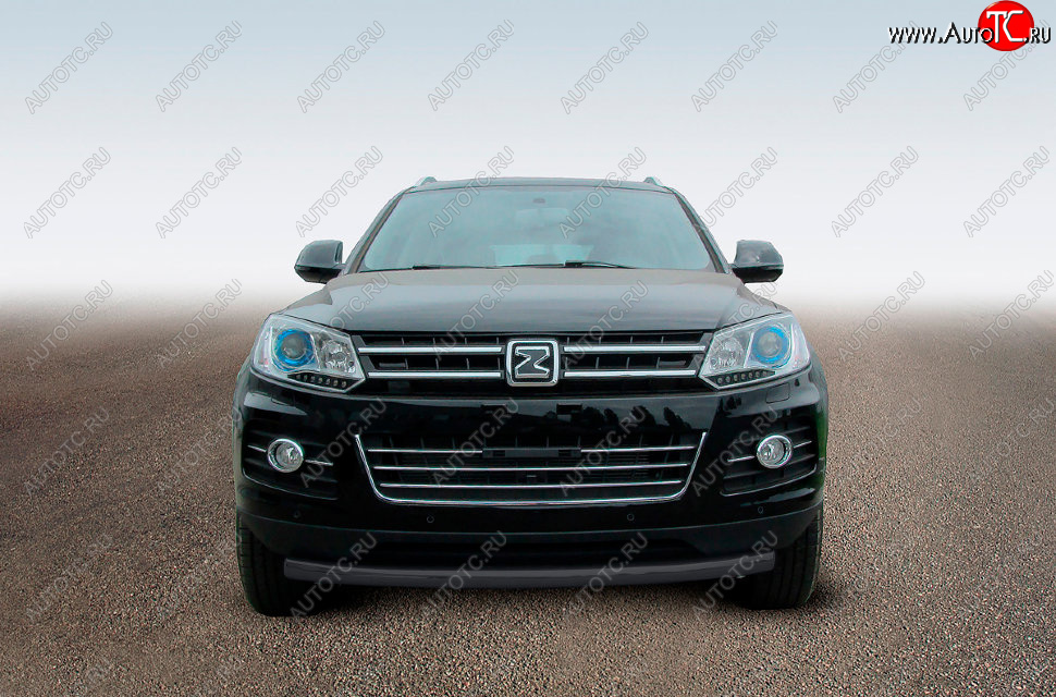10 699 р. Защита переднего бампера Slitkoff (Ø57 мм, радиусная)  Zotye T600 (2014-2021) (Сталь с полимерным покрытием в цвет: черный)  с доставкой в г. Майкоп