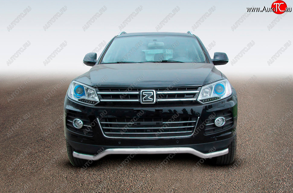 8 949 р. Защита переднего бампера Slitkoff (Ø57 мм, волна)  Zotye T600 (2014-2021) (Сталь полимерным покрытием в цвет: серебристый)  с доставкой в г. Майкоп