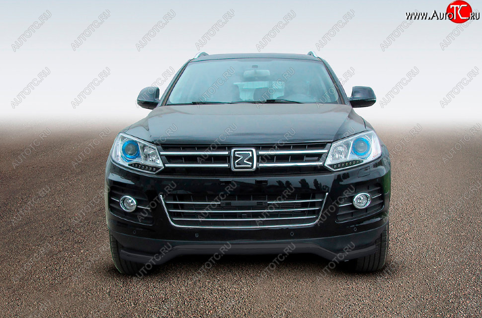 11 499 р. Защита переднего бампера Slitkoff (Ø57 мм, волна)  Zotye T600 (2014-2021) (Сталь с полимерным покрытием в цвет: черный)  с доставкой в г. Майкоп