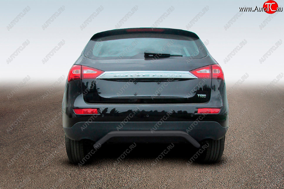 10 299 р. Защита заднего бампера Slitkoff (Ø57 мм, скоба)  Zotye T600 (2014-2021) (Сталь с полимерным покрытием в цвет: черный)  с доставкой в г. Майкоп