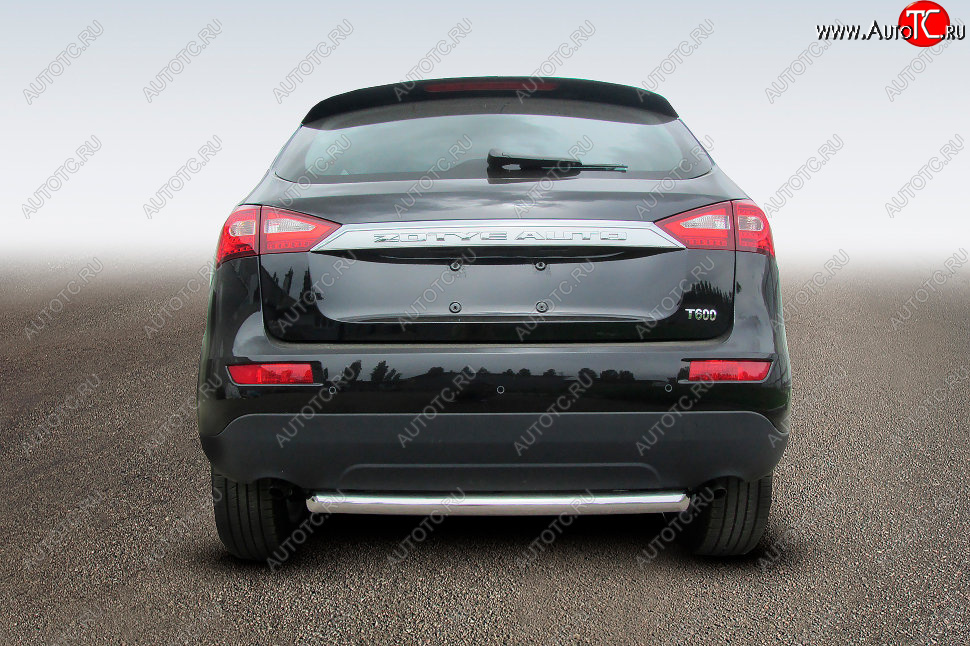 9 799 р. Защита заднего бампера из трубы диаметром 57 мм Slitkoff  Zotye T600 (2014-2021) (Цвет: нержавеющая полированная сталь)  с доставкой в г. Майкоп