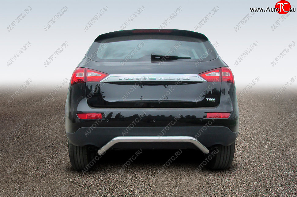 11 499 р. Защита заднего бампера из изогнутой трубы диаметром 57 мм Slitkoff Zotye T600 (2014-2021) (Цвет: нержавеющая полированная сталь)  с доставкой в г. Майкоп
